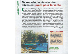 Magazine Defis - La nacelle de recolte des olives Novaxion